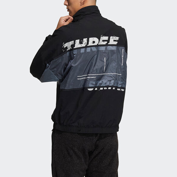 Куртка m wrd wov jkt sports loose contrasting colors woven stand collar jacket black Adidas, черный — фото 3