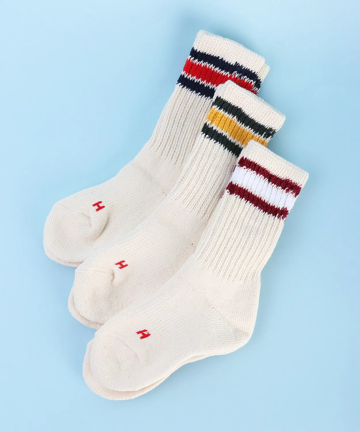 Носки детские 3 полоски Healthknit 3 пары хлопок 16-18 см кремовый