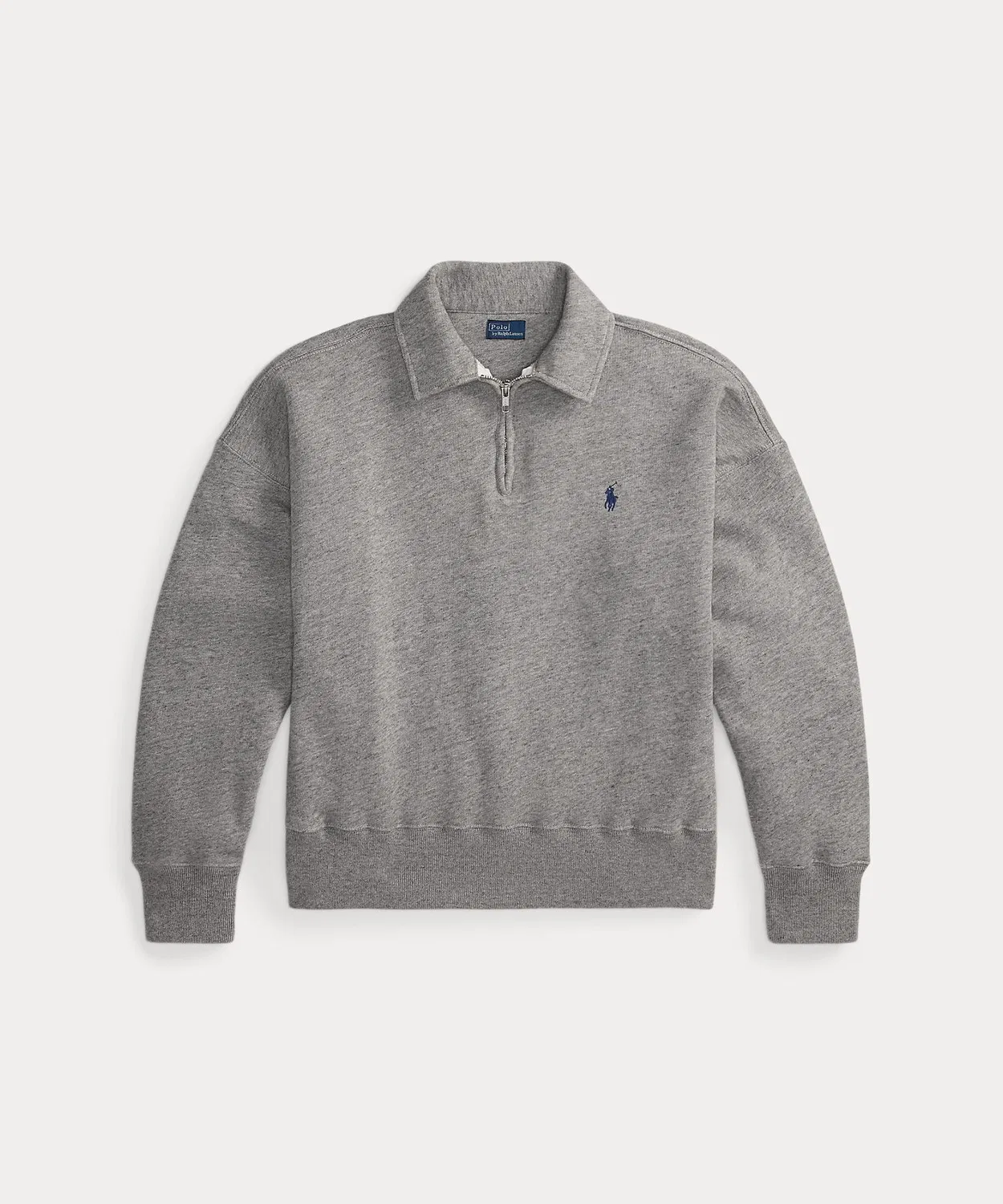 Флисовая куртка с четверть-застежкой Polo Ralph Lauren, хлопок-полиэстер, серый — фото 2