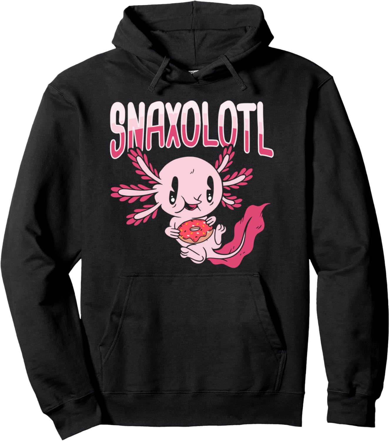 

Толстовка с дизайном Snaxalotl Axolotl Donut Lover's Snack Design Snaxalotl Axolotl Snack Design, черный