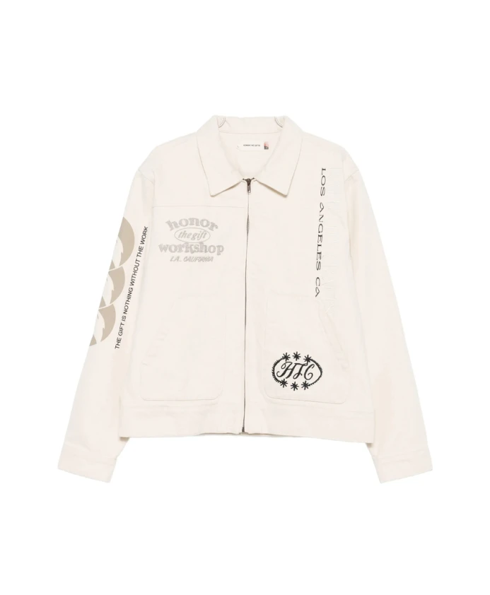 

Бежевая куртка на молнии с графическим принтом Honor The Gift, бежевый