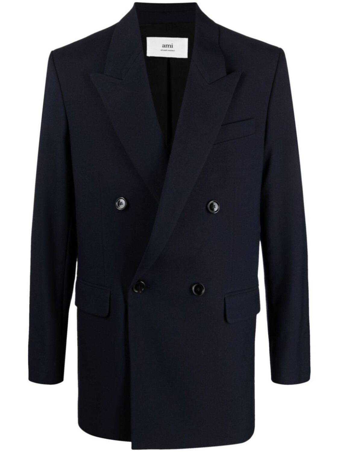 

AMI Paris double-breasted virgin-wool blazer, синий