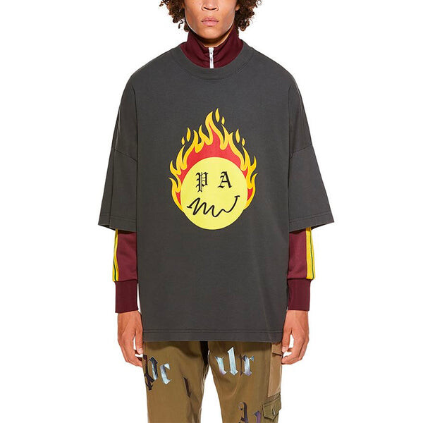 Футболка ss21 burning head loose t-shirt 'black yellow' Palm Angels, черный — фото 3