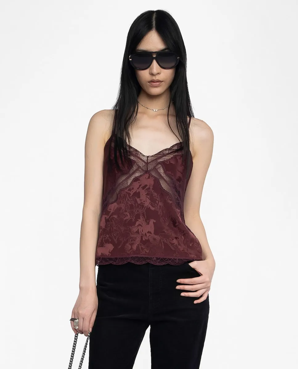 

Топ без рукавов Cishi 100% шелк для женщин Zadig & Voltaire, бордовый