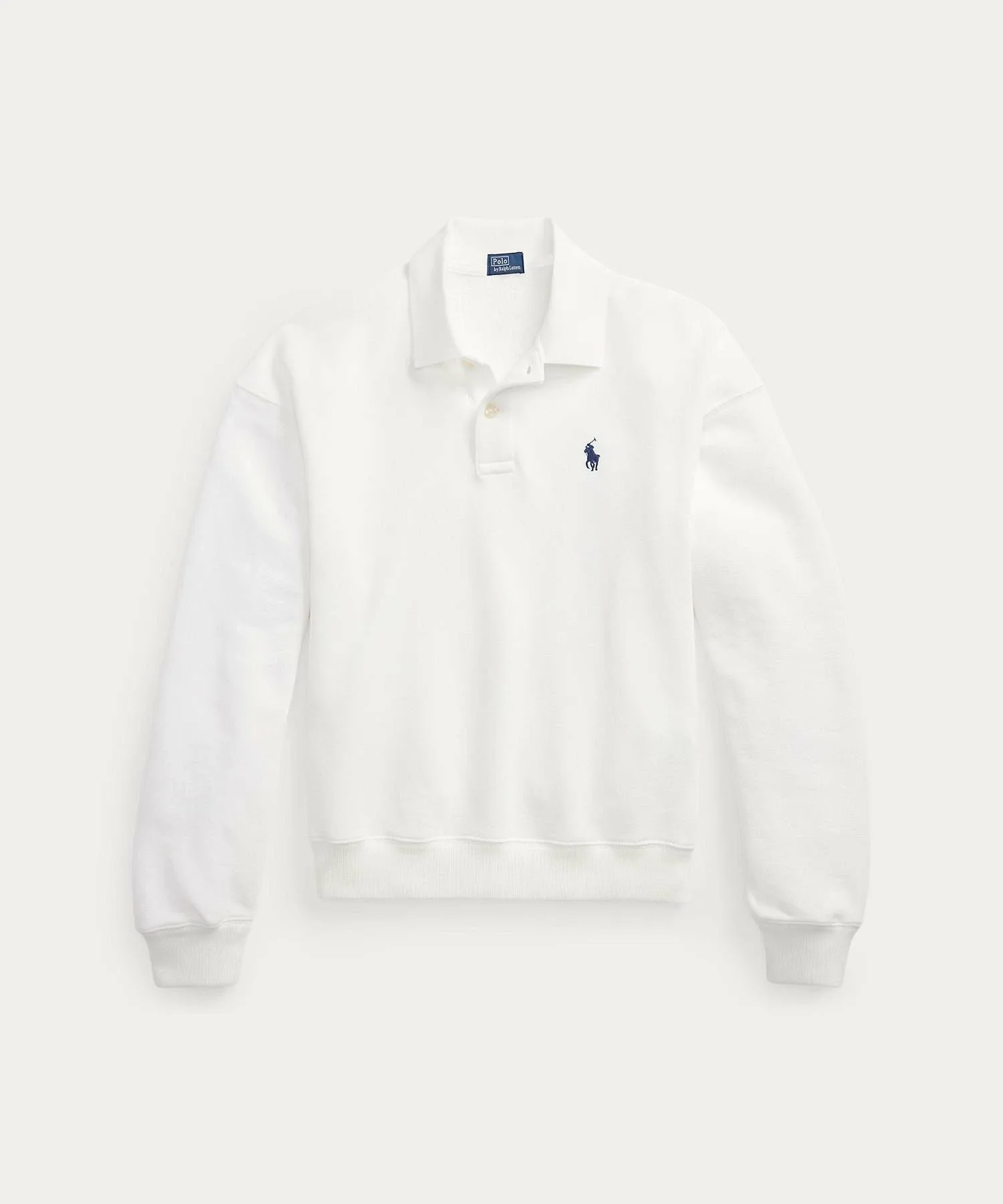 Легкая флисовая рубашка-поло с длинным рукавом Polo Ralph Lauren, 100 White — фото 2