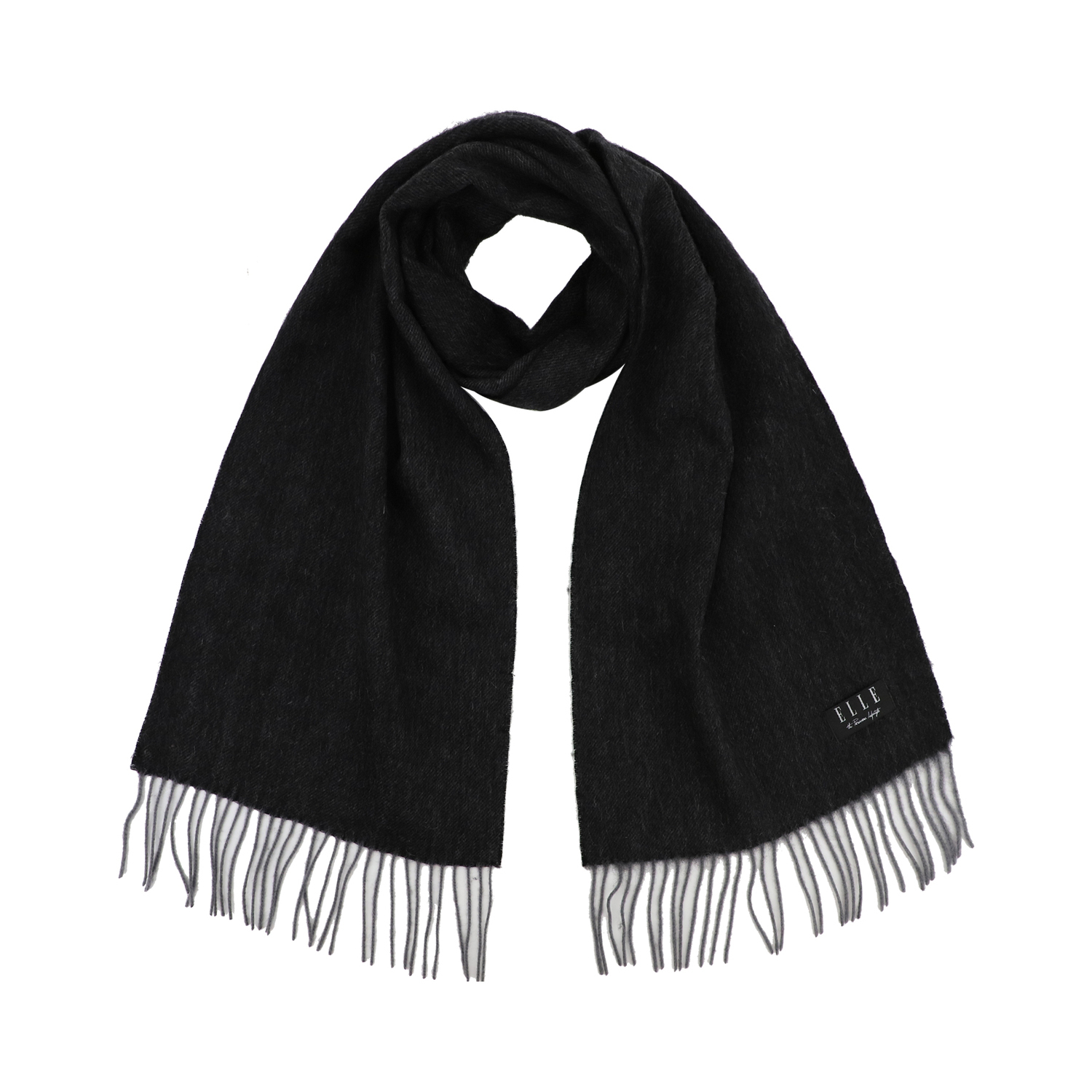 

ELLE Шарф из 100% овечьей шерсти вязаный Unisex Black