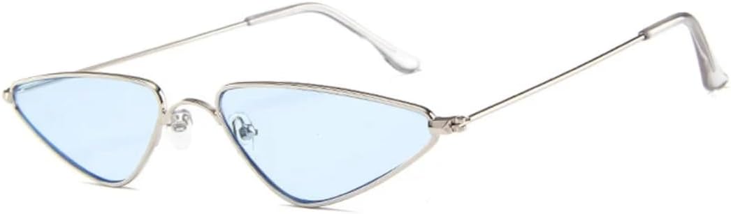 

Винтажные солнцезащитные очки «кошачий глаз» для мужчин и женщин, уникальные треугольные солнцезащитные очки для женщин, желтые металлические очки с защитой от УФ-излучения UV400 VRTRFFTR, Silver-blue