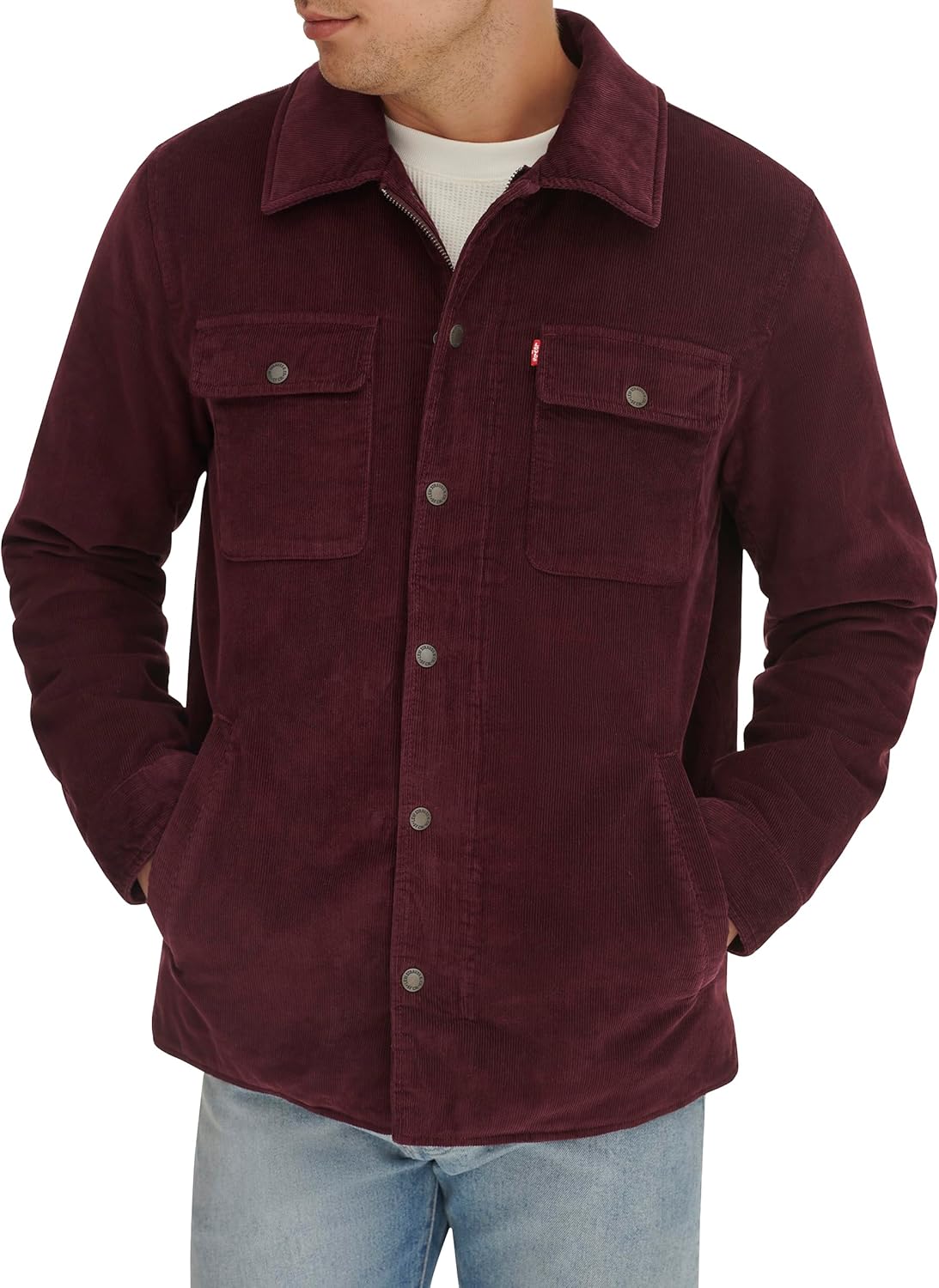 Мужская вельветовая куртка-рубашка Levi's, Burgundy Filled — фото 2