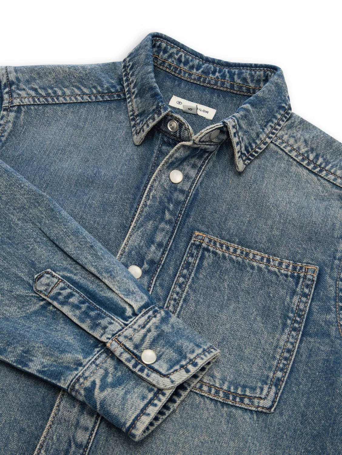 Рубашка на пуговицах стандартного кроя Tom Tailor, Blue Denim — фото 3