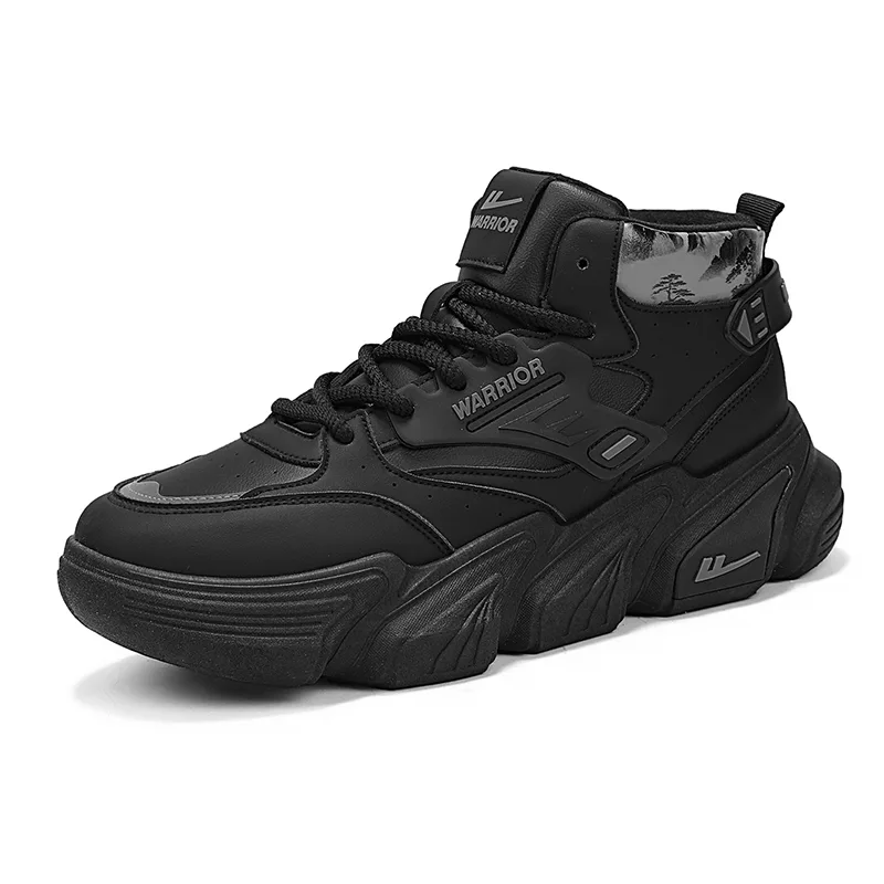 Высокие повседневные кроссовки для мужчин, устойчивые к истиранию WARRIOR, Black DM (Fleece-Lined) — фото 4