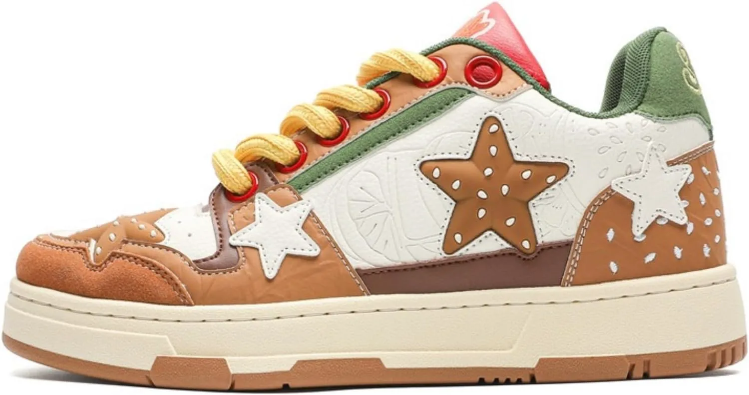 Мужские массивные кроссовки Star Shoes Y2K в ретро-стиле, кожаные кроссовки на шнуровке, легкая и удобная обувь для ходьбы для мужчин и женщин Generic, коричневый