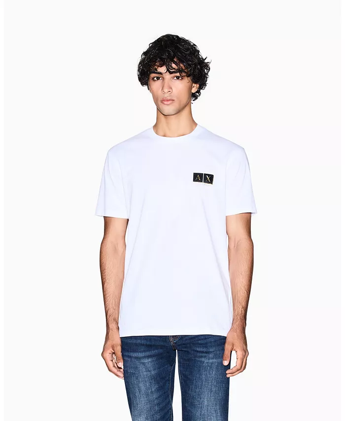 

Мужская футболка с золотым логотипом и принтом A|X Armani Exchange