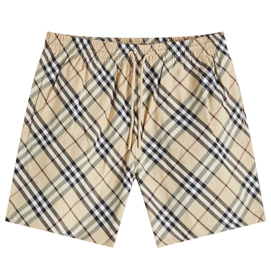 

Принтованные шорты для плавания в клетку Burberry, цвет alabaster ip check