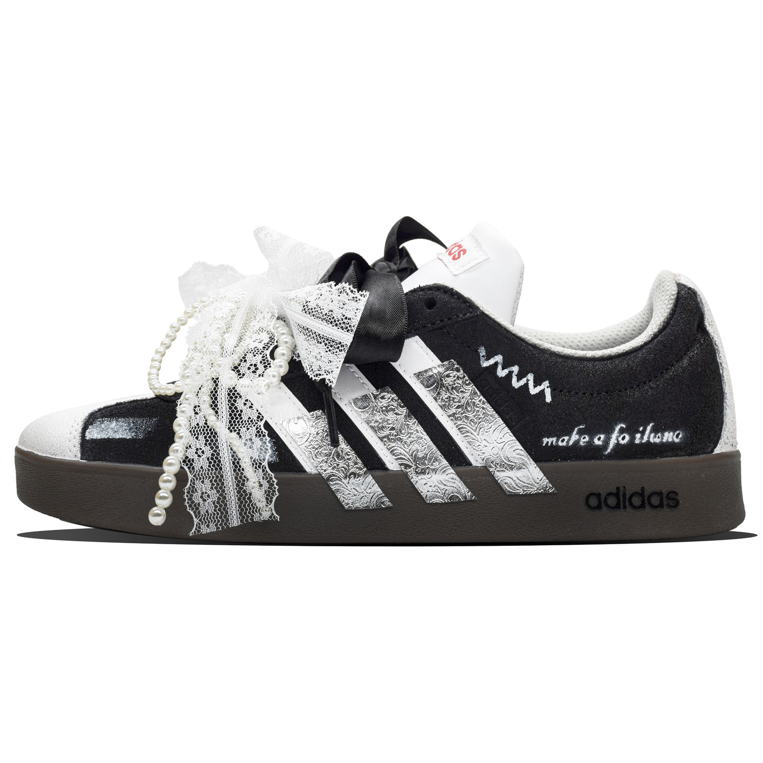 

VL COURT 20 Udumbara Island Craft, Miao Yin Xuan Ying Износостойкие и легкие низкие скейтбордные кроссовки Adidas, черный белый