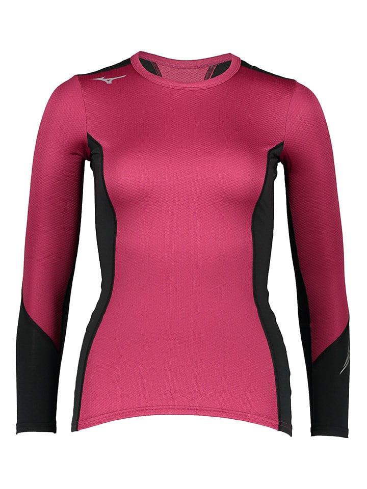

Mizuno Функциональная рубашка с длинными рукавами "Virtual Body G2 Crew" в розово-черном цвете