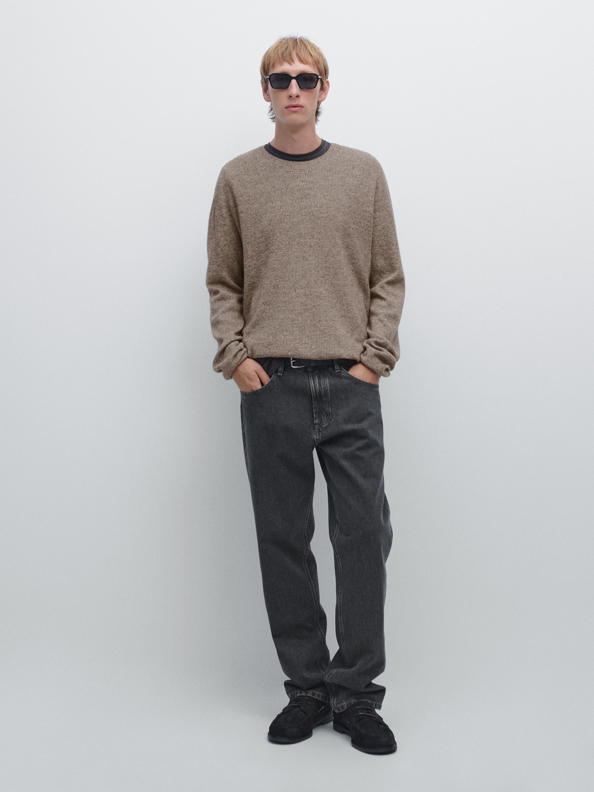 

Бесшовный вязаный свитер из смесовой шерсти Massimo Dutti, Mink