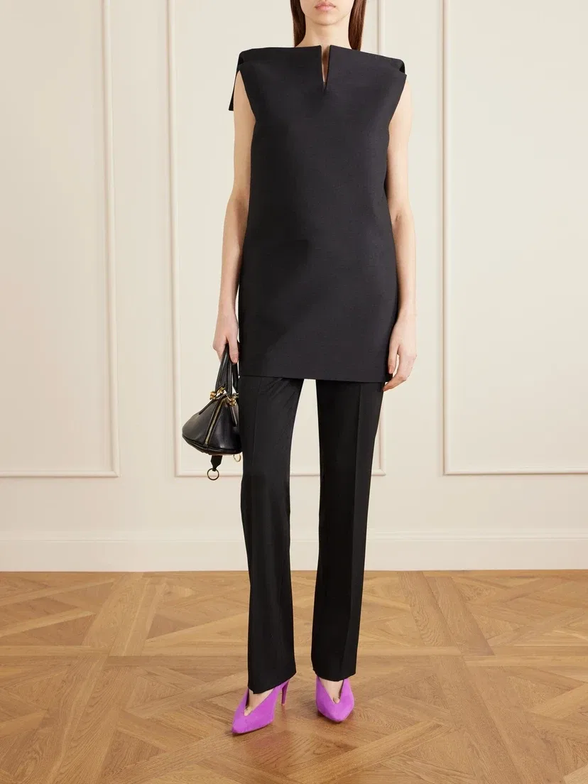 Платье-мини из драпировки в стиле «дайвинг» с разнообразными фасонами Balenciaga, черный — фото 2