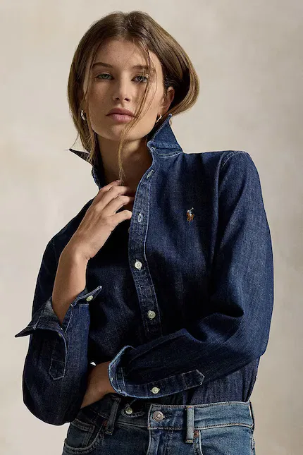 Рубашка джинсовая модель Polo Ralph Lauren, синий