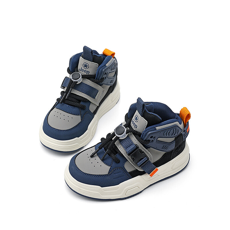 Кроссовки Jeep Kids Skateboarding Shoes Kids High-top Luxury Gold, синий — фото 3