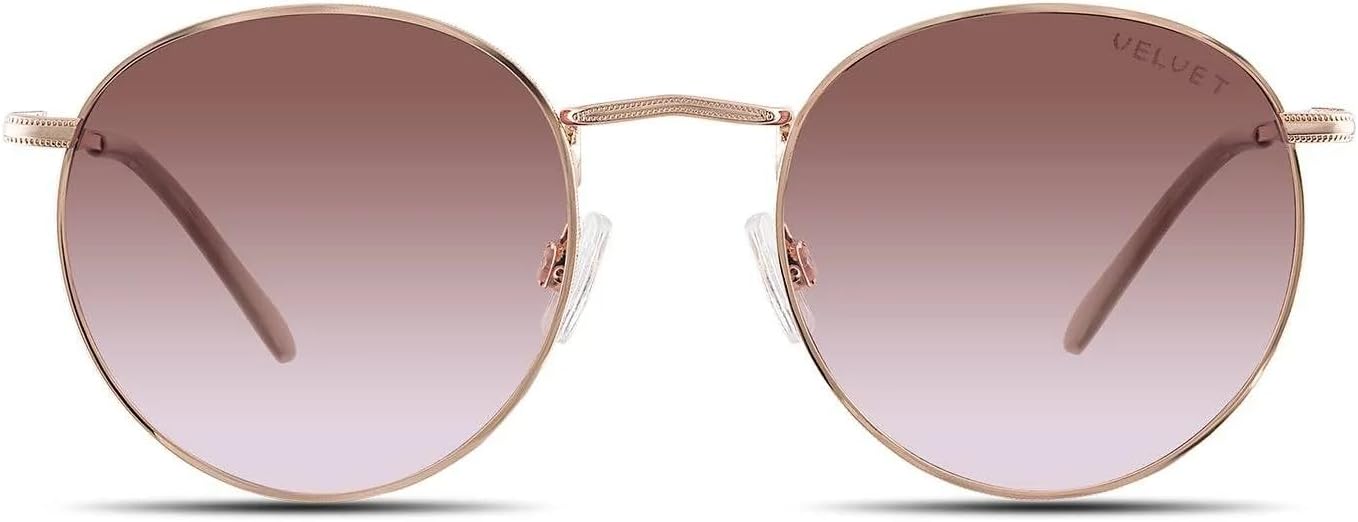 

Солнцезащитные очки Velvet Eyewear Yokko круглой формы для женщин, цвет розовое золото - 100% защита от УФ-излучения - разработаны для женщин - произведено в США, размер Medium, Rose Gold