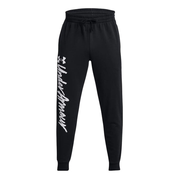 

Брюки rival fleece graphic joggers 'black white' Under Armour, черный