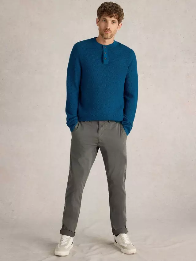 

Джемпер White Stuff Newport Henley Men's Merino Button Crew, цвет mid/teal