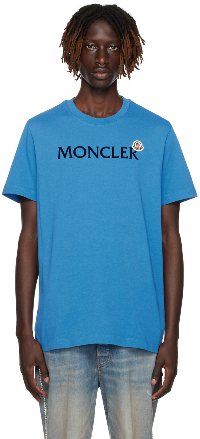 

Синяя флокированная футболка Moncler, Bright blue