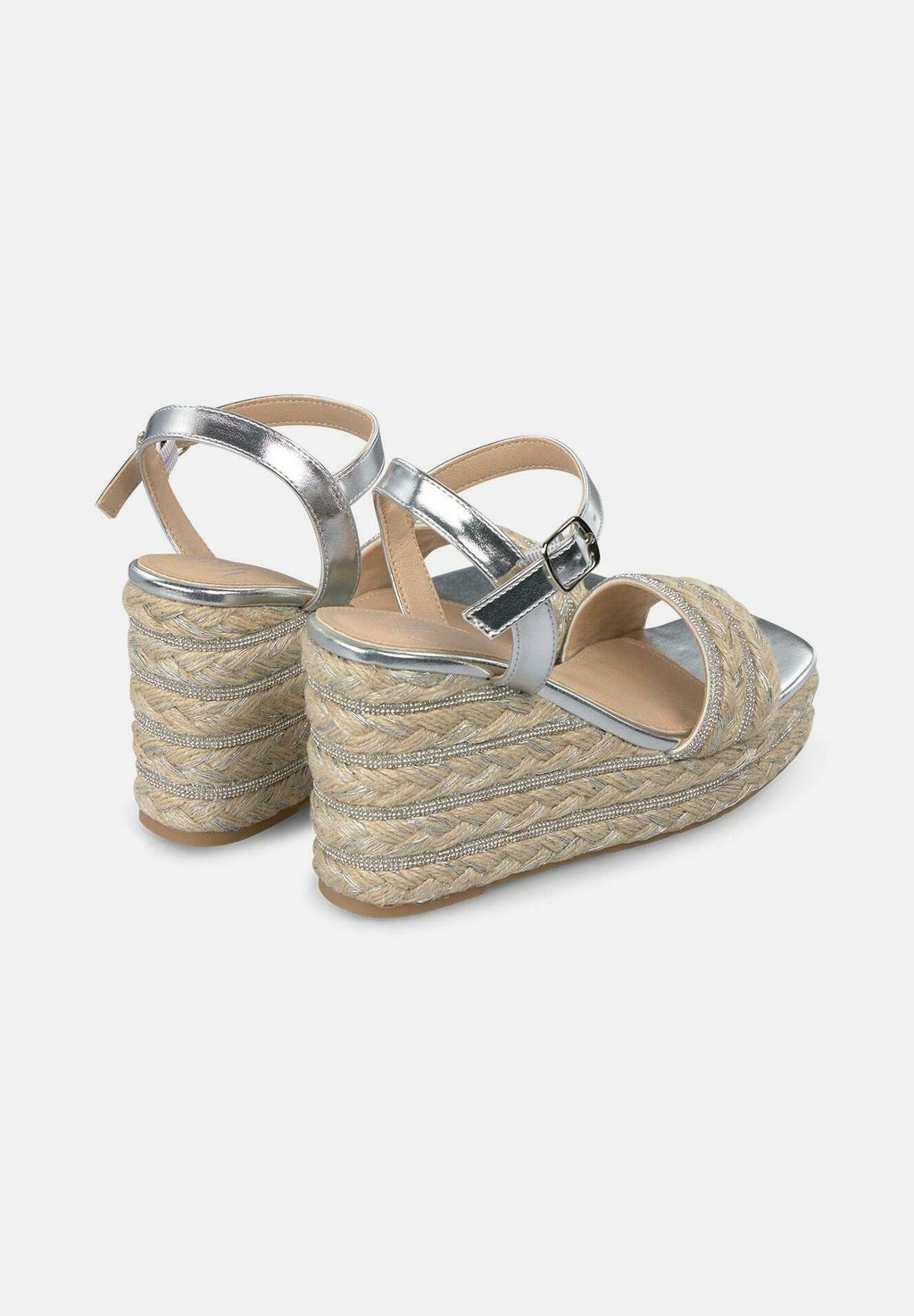 Босоножки на танкетке CON PUNTERA CUADRADA Y CIERRE CON HEBILLA - High heeled sandals Alma Blue, серебряный — фото 3