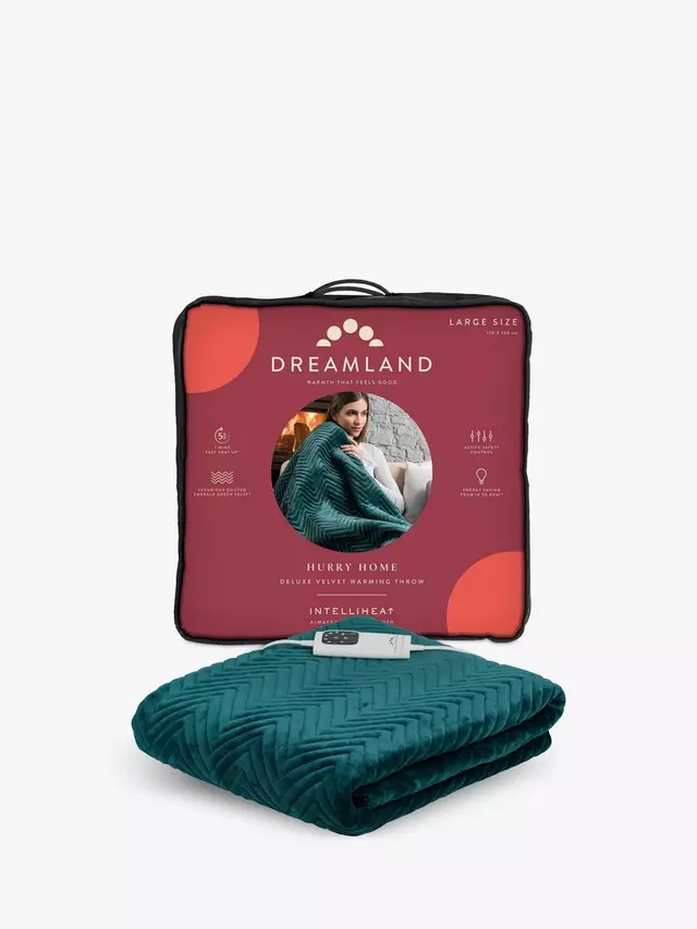 

Плед Dreamland Velvet Herringbone Quilted Heated, цвет emerald green