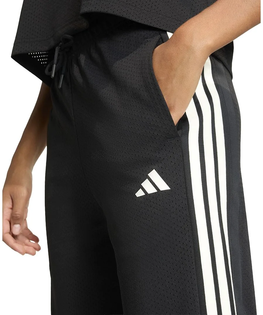 Женские спортивные брюки из сетчатой ткани для стадиона Adidas, черный/off белый/crystal linen — фото 3