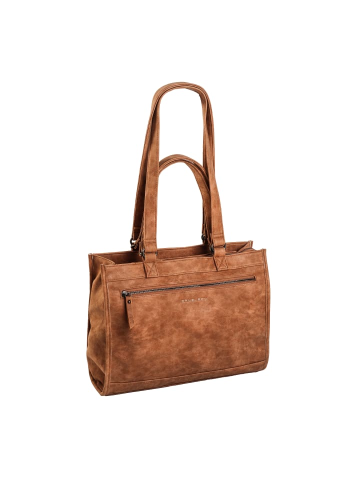 

Daniel Ray DR18.1055 Сумка-шоппер Lake Box для ноутбука и деловых встреч, двухцветная, коньячного цвета