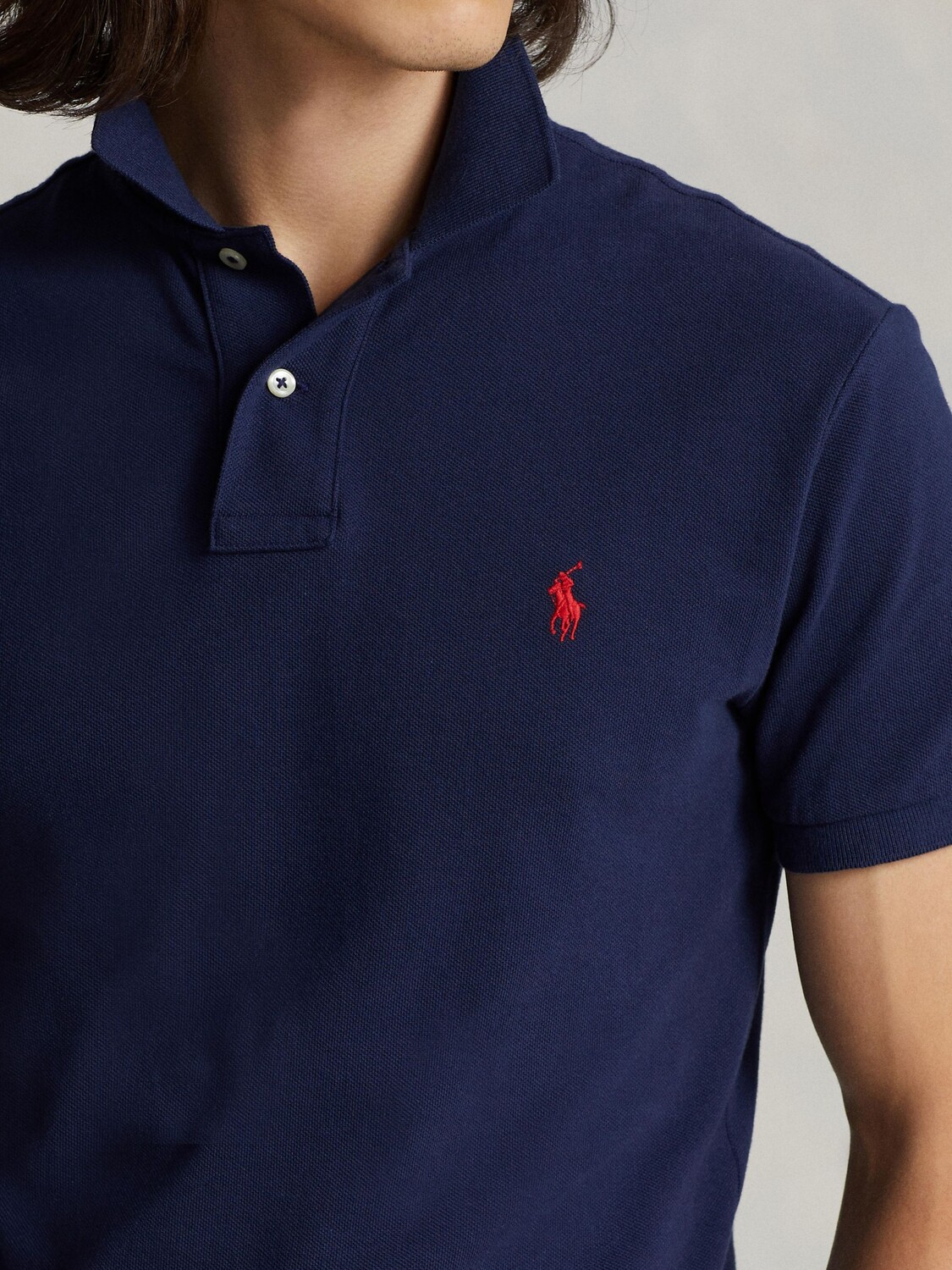 Рубашка-поло приталенного кроя в сетку Polo Ralph Lauren, темно-синий Ньюпорт — фото 2