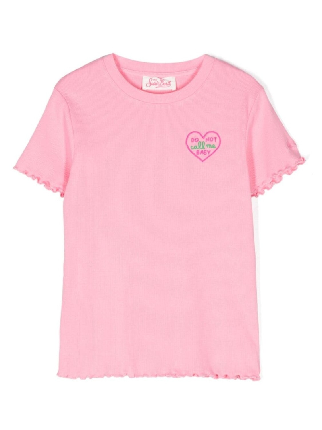 

MC2 Saint Barth Kids футболка в рубчик с вышитым слоганом, розовый