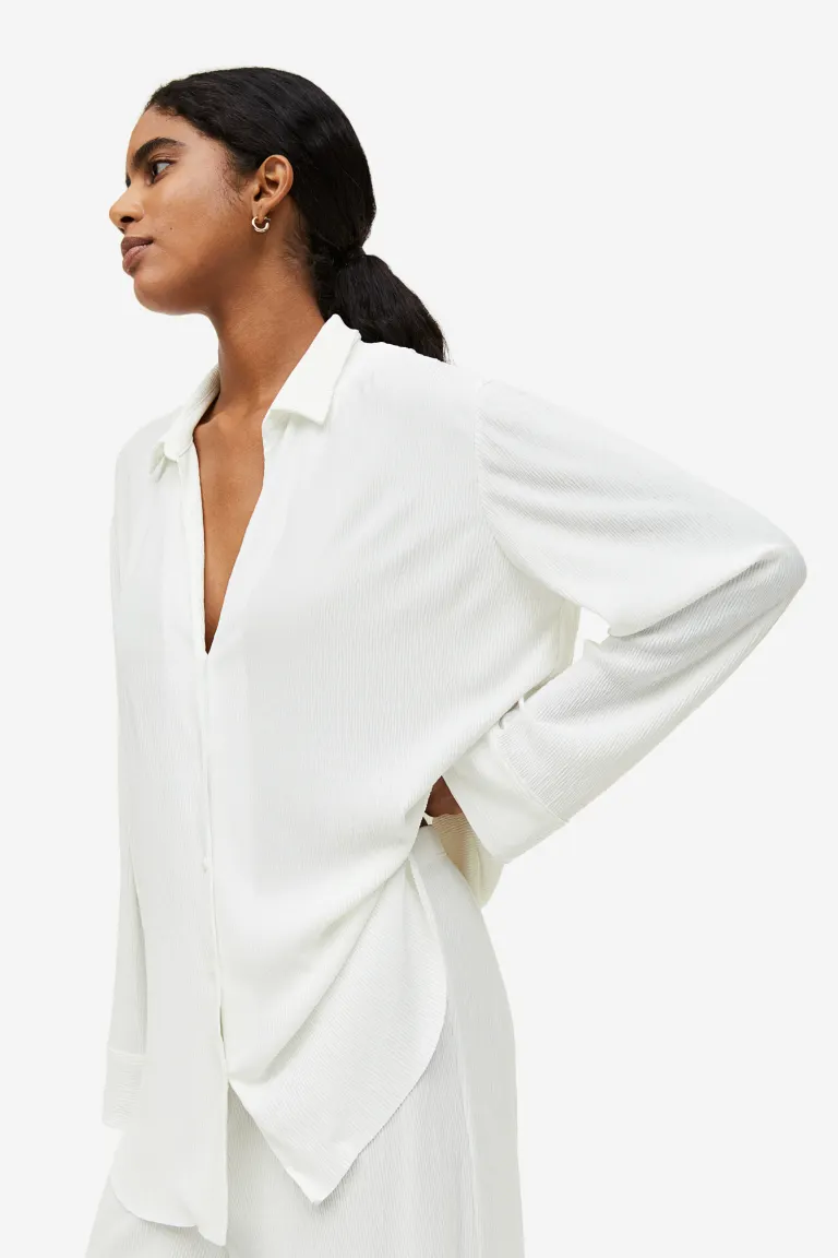 

Домашняя рубашка из мятой ткани H&M, белый