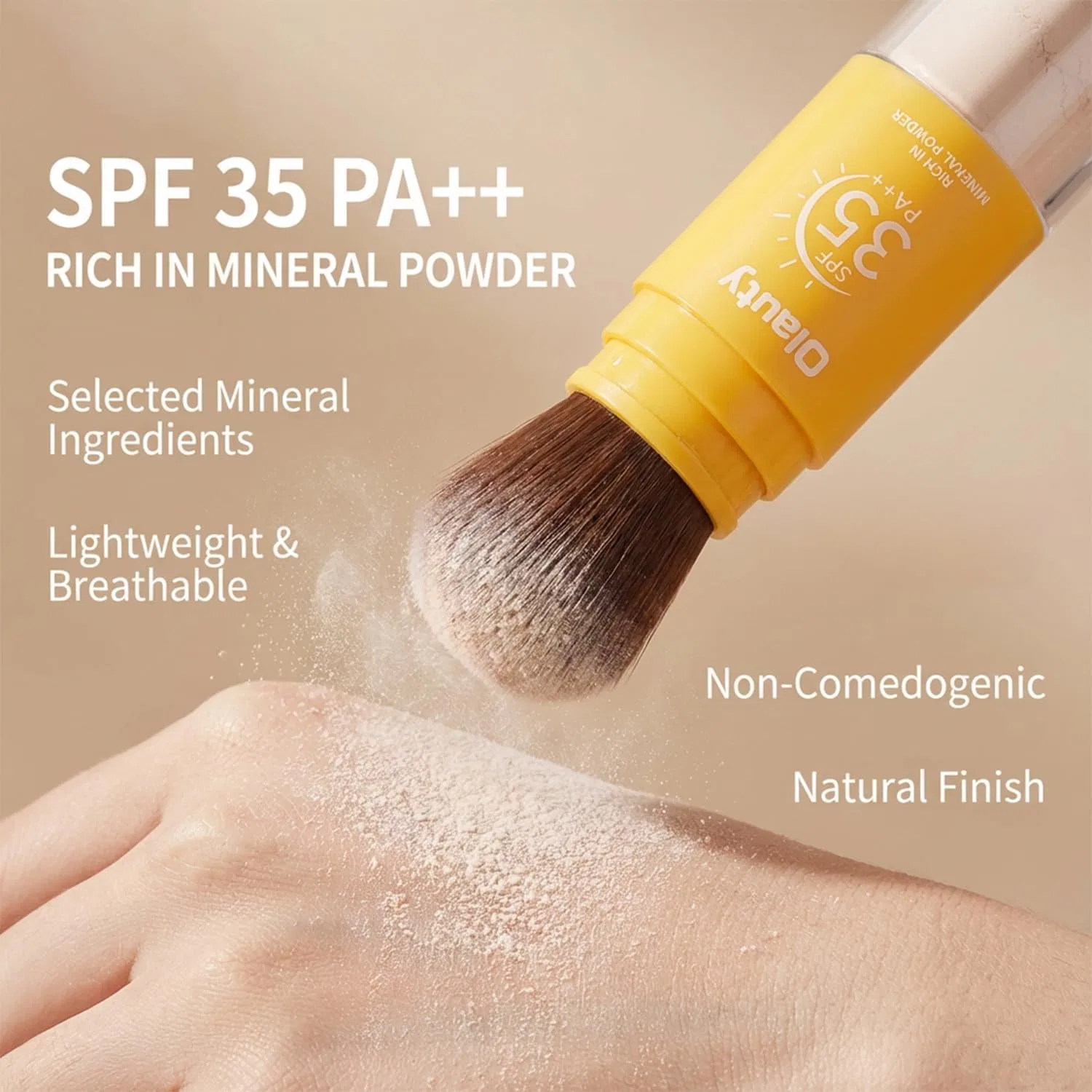 Минеральная солнцезащитная пудра-кисть SPF 35 Eakroo, Medium — фото 3