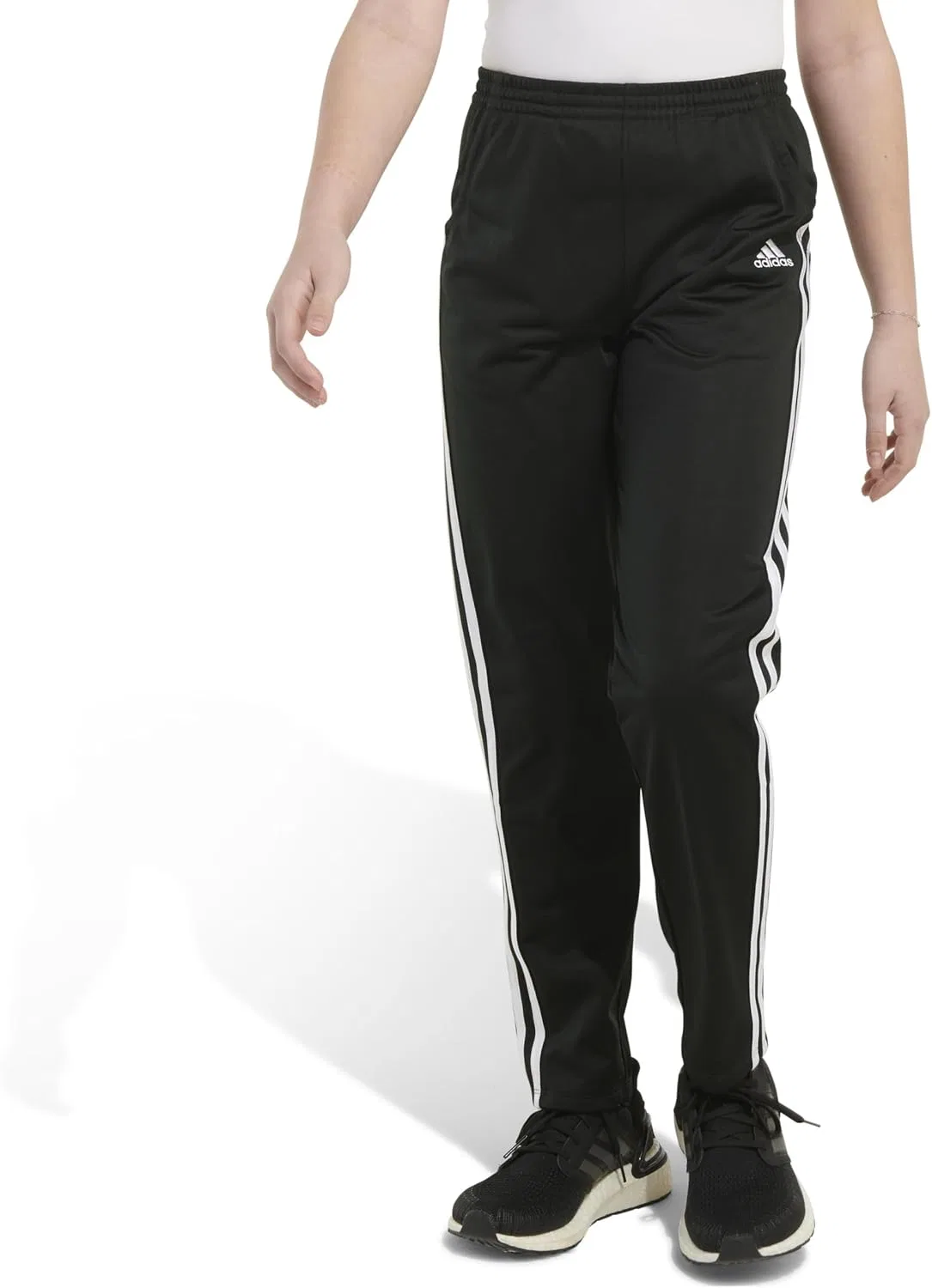 Детские разминочные трикотажные брюки Adidas для девочек, Adi Black — фото 4