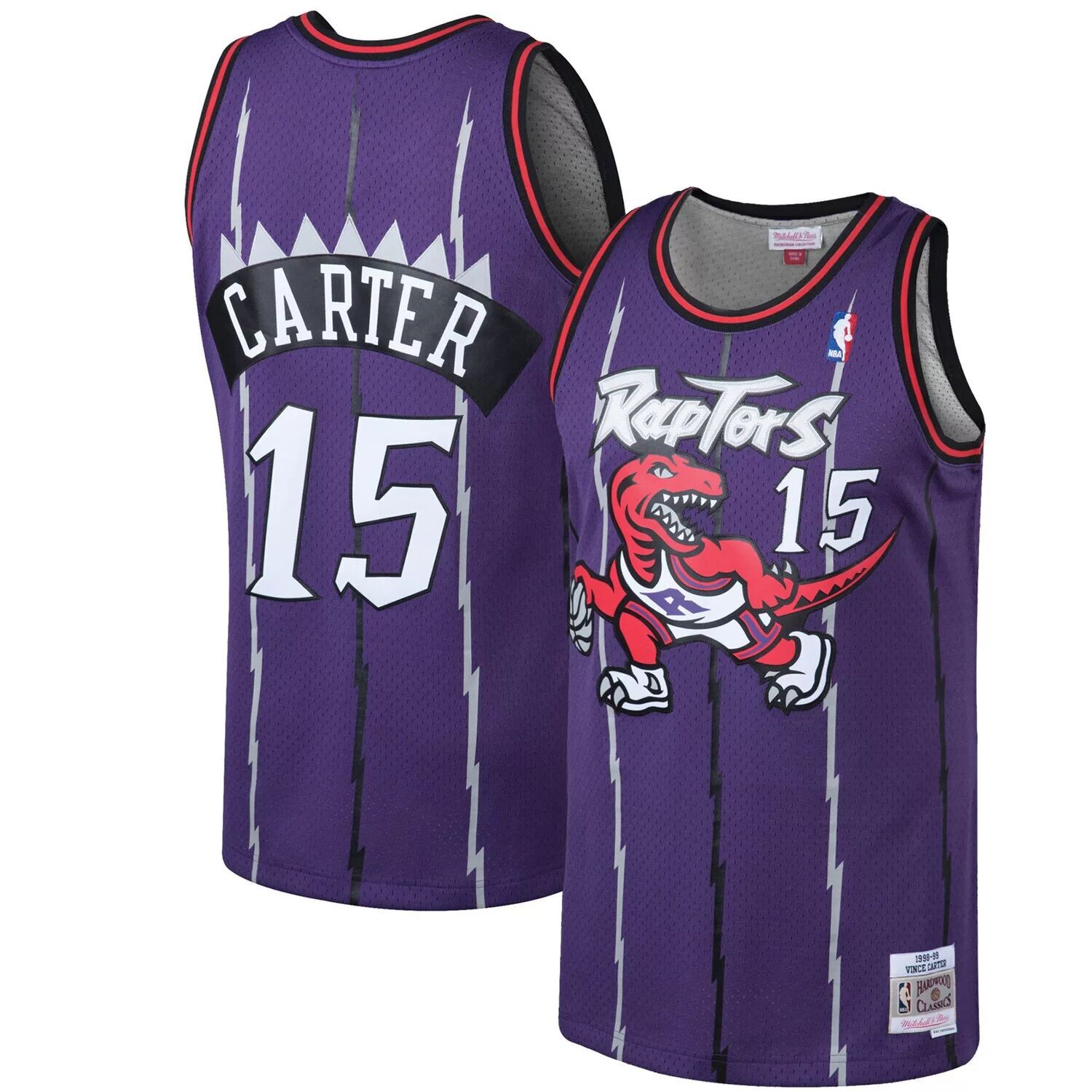 

Мужская майка Mitchell & Ness Vince Carter Purple Toronto Raptors 1998-99 гг. из твердой древесины Classics Swingman