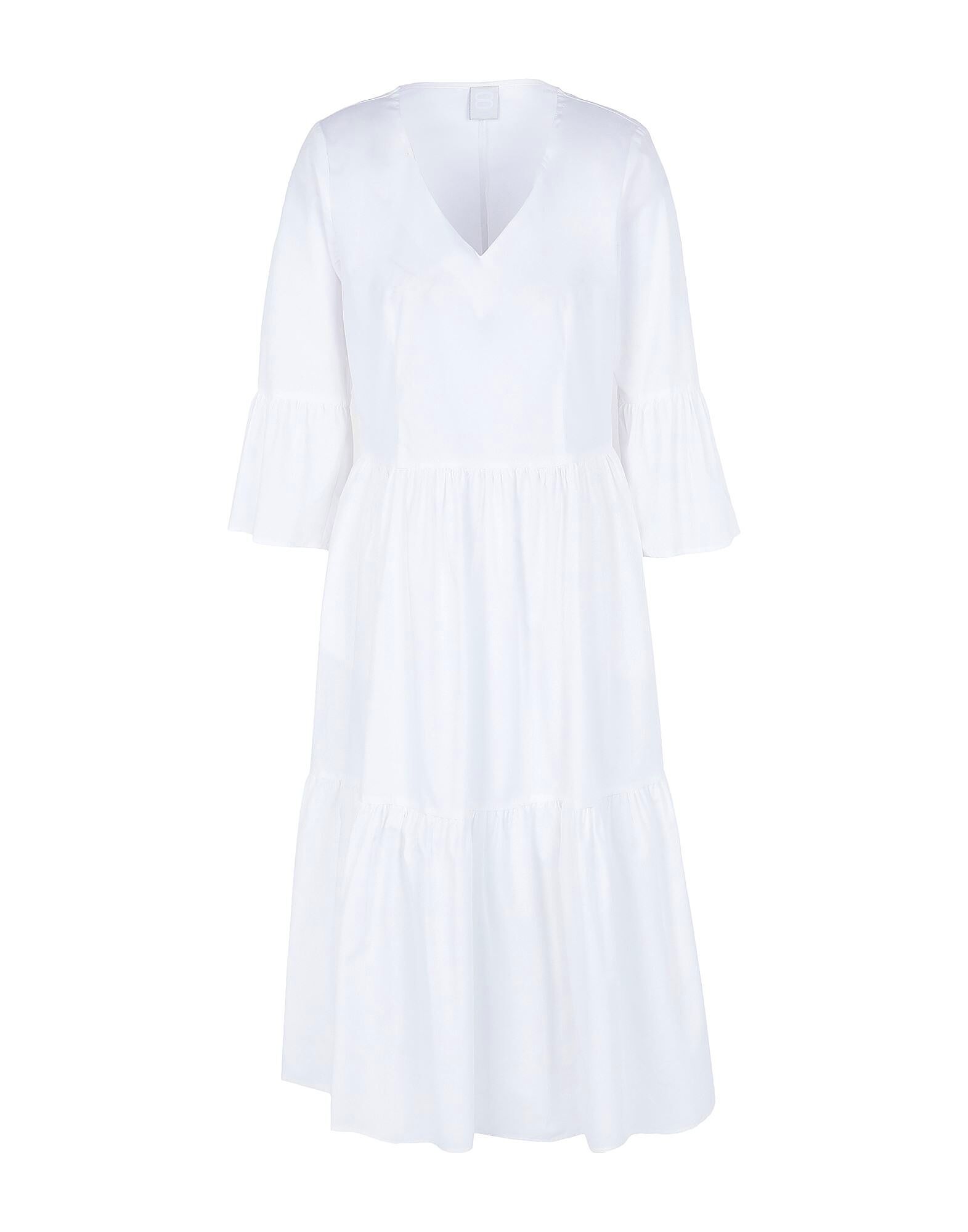 

Платье миди Cotton Flounce V-Neck Midi Dress 8 By Yoox, белый