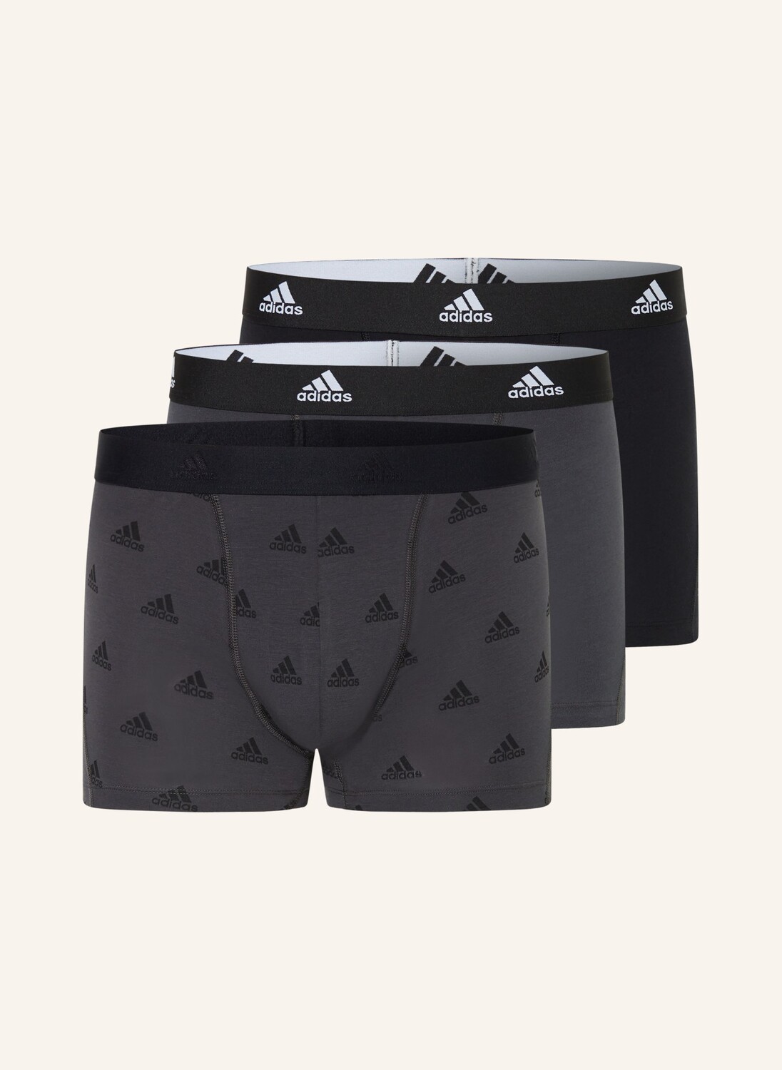 

Комплект из 3 боксеров Active Flex из хлопка. Adidas, черный