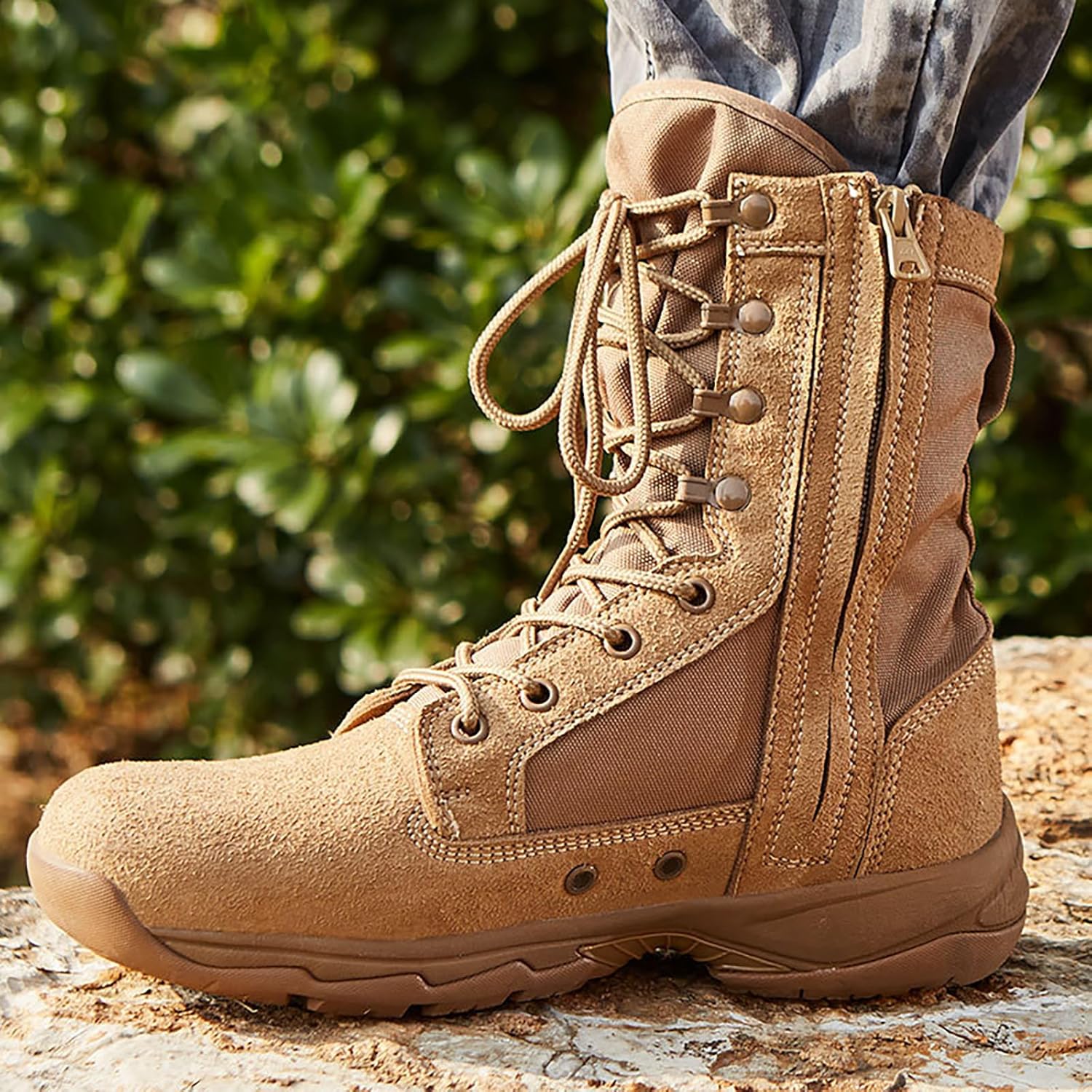Мужские походные ботинки для пустыни, для прогулок и кемпинга, шнурованные, военные тактические ботинки, трекинг, походные ботинки, коричневые, 45 Qaxzesa — фото 3