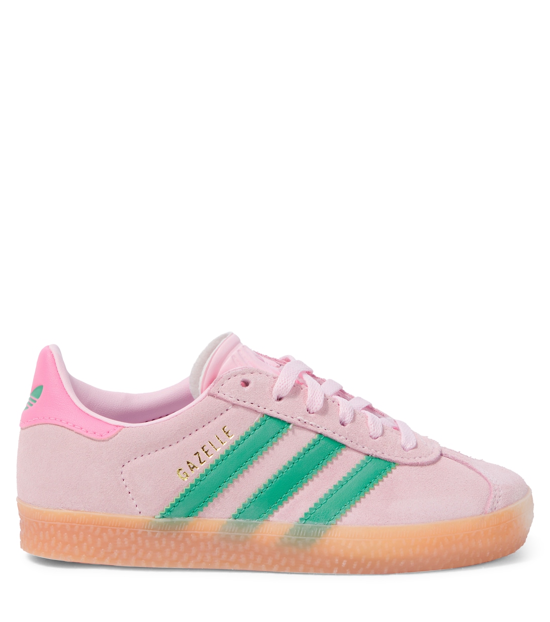 Gazelle замшевые кроссовки Adidas Originals Kids, Court Green/Bliss Pink — фото 4