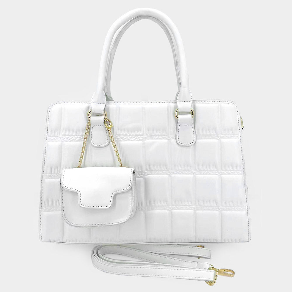 

Искусственная кожа сумка через плечо с верхней ручкой и мини-сумкой FASHNZFAB, белый