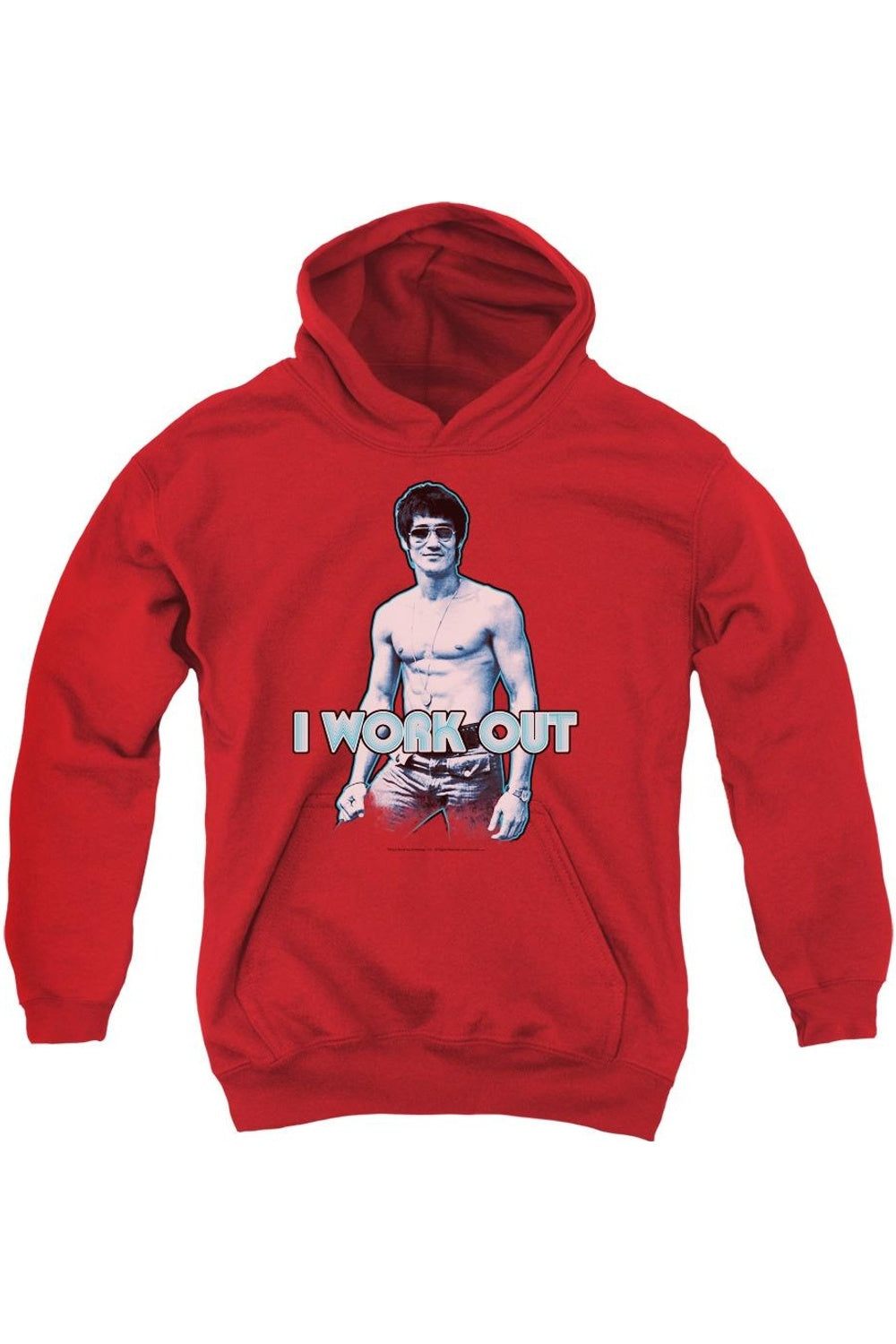 

Брюс Ли "Lee Works Out" худи с молодежным принтом Gildan, красный