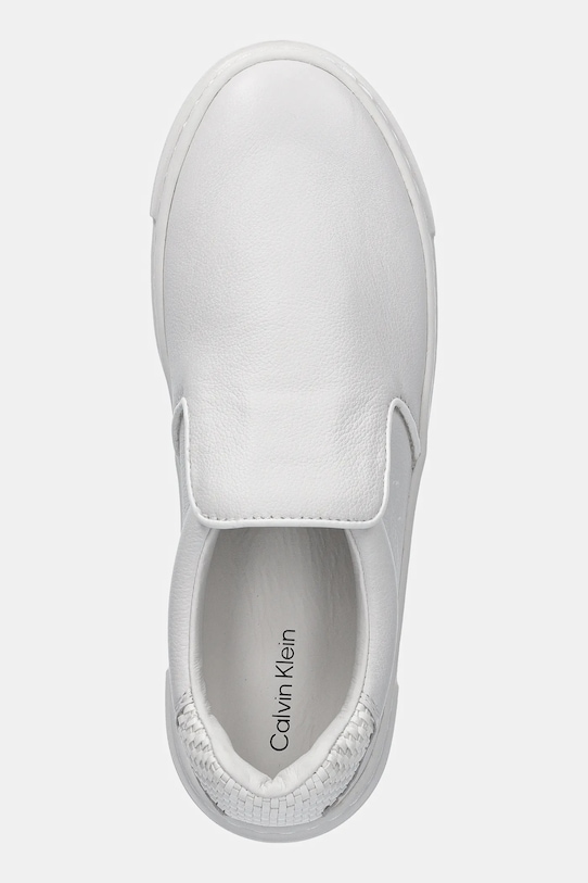 Кожаные кеды Cupsole Slip On с плетеным узором Calvin Klein, белый — фото 4