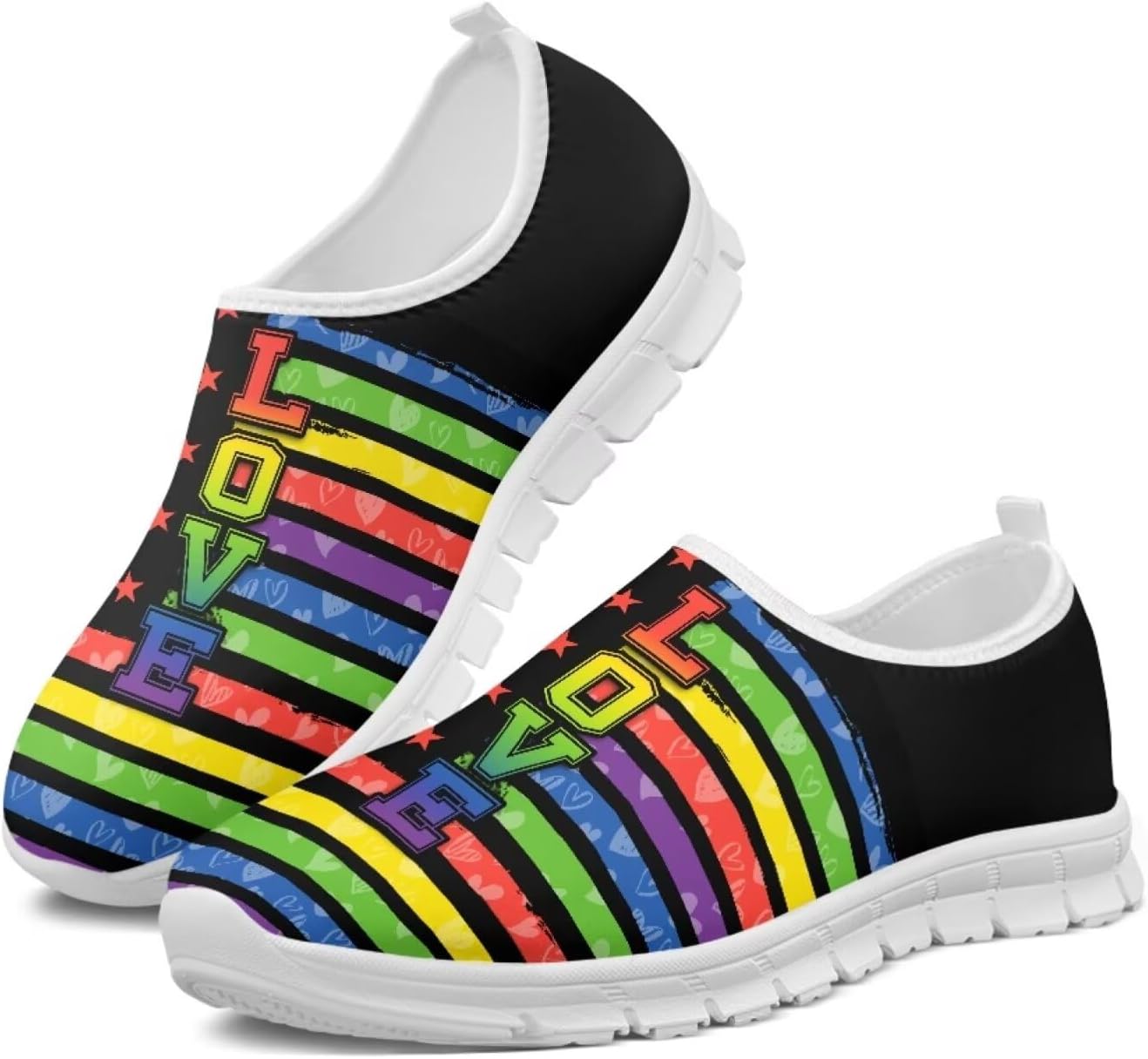 

Мужские слипоны Howilath с принтом флага, повседневные кроссовки для бега, мокасины с противоскользящей подошвой из ЭВА, Love Colorful Flags