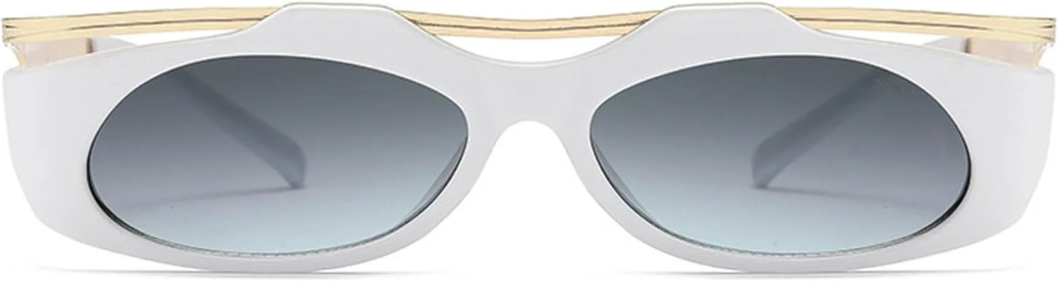 

Панк-очки овальной формы 2000-х годов для женщин и мужчин, в стиле Y2K, хип-хоп, квадратные солнцезащитные очки UV400, унисекс, N47 mincl, White Gradient Gray