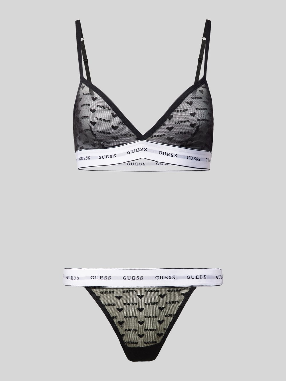 

Треугольный бюстгальтер и стринги, модель «LISA» Guess, черный