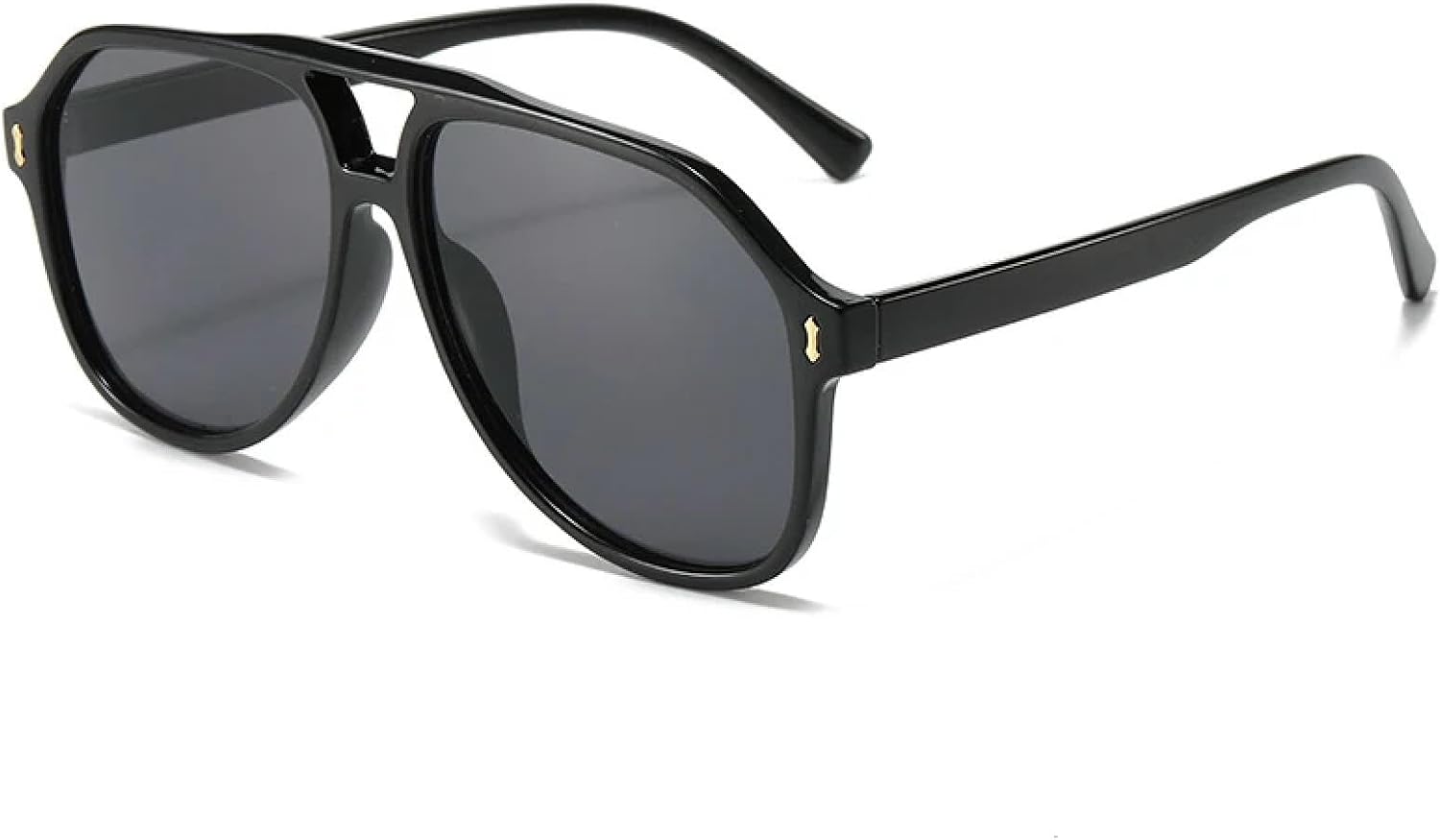 

Солнцезащитные очки для женщин и мужчин, увеличенного размера, с двойной перемычкой, винтажные, с заклепками, в стиле панк, с защитой от УФ-излучения UV400 UATXTAU, Black Gray