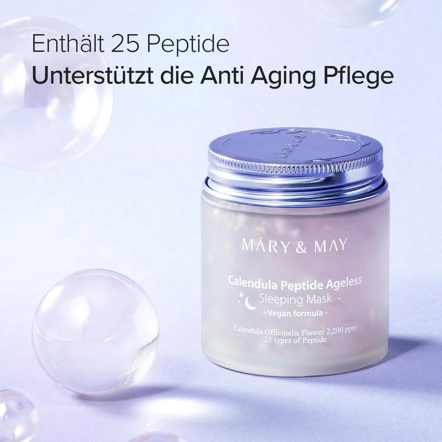 Маска для лица Mary&May — Веганская ночная «Vegan Calendula Peptide Ageless Sleeping Mask» от — фото 4