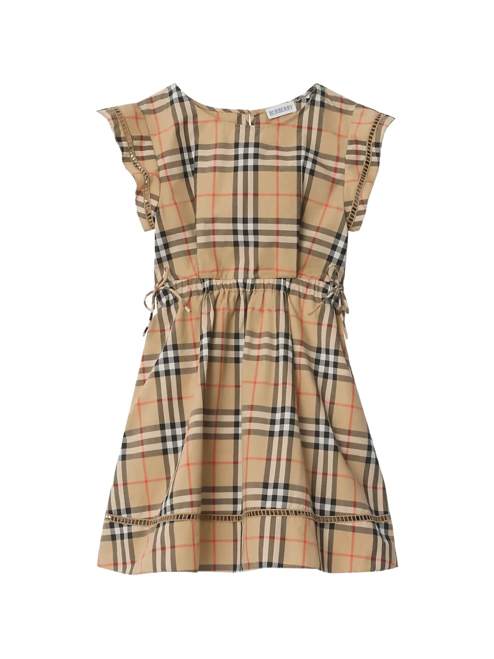 

Платье в клетку с оборками Burberry Kids, бежевый